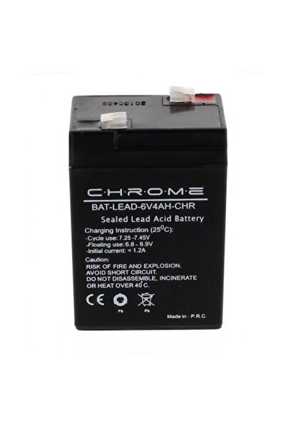 chrome Lead Acid Battery, 6V, 4Ah
