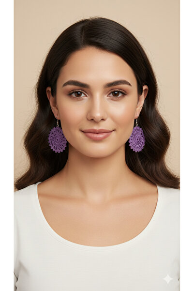 DER&İST BUTİK Örgü Küpe Yuvarlak Desen