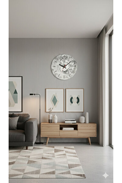 Homedec Mermer Desenli Duvar Saati 30x30 cm