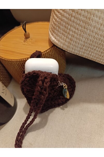 Hippybutik Tığ Dokuma Kulaklık Kılıfı Airpod Çanta charmı Anahtarlık Aksesuar