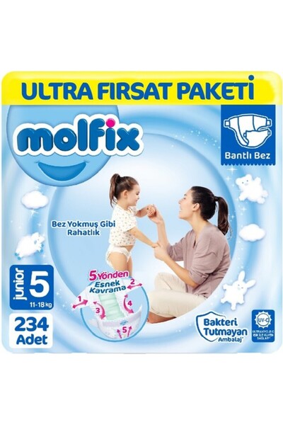 Molfix Bebek Bezi Ultra Fırsat Paketi Junior no 5 78 Li X 3 Adet
