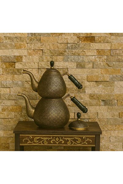 Tanrıkulu Bakırcılık BAKIR ÇAYDANLIK SARI ÖZEL TASARIM