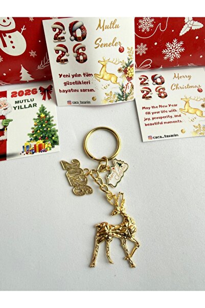 cacatasarım Ren Geyiği Metal ve Yılbaşı Figürleri Charm Anahtarlık Hediyelik ...
