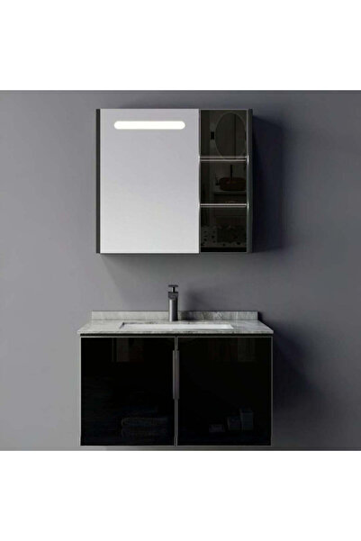 Alista Home RHODOS Bathroom Furniture Set, 80 cm, 2 Pieces, Black and White