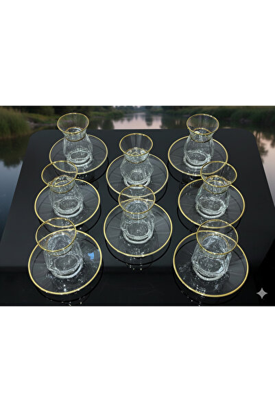 BAYUMAY ALYA GERÇEK ALTIN YALDIZLI 6LI ÇAY TAKIMI