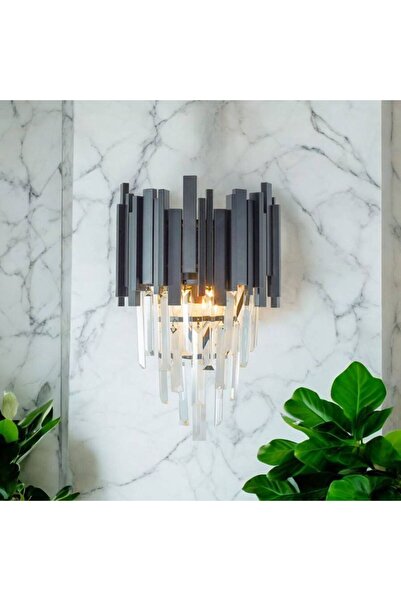 Alista Home Aplică de perete cu candelabru de cristal BLOIS Piccolo, 2 x E14, neagră