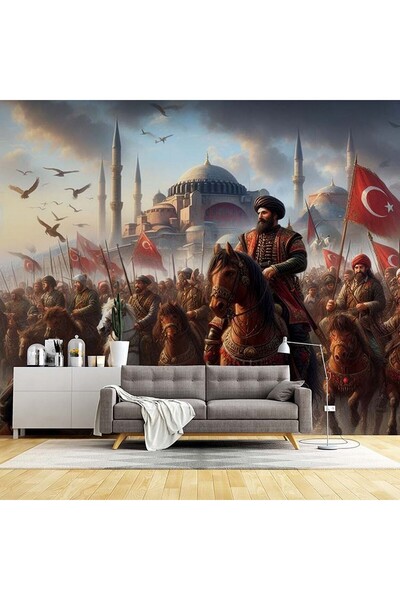 DECOMALL (H-7) Fatih Sultan Mehmet – İstanbul’un Fethi Temalı Kendinden Yapışkanlı Duvar Kağıdı Poster