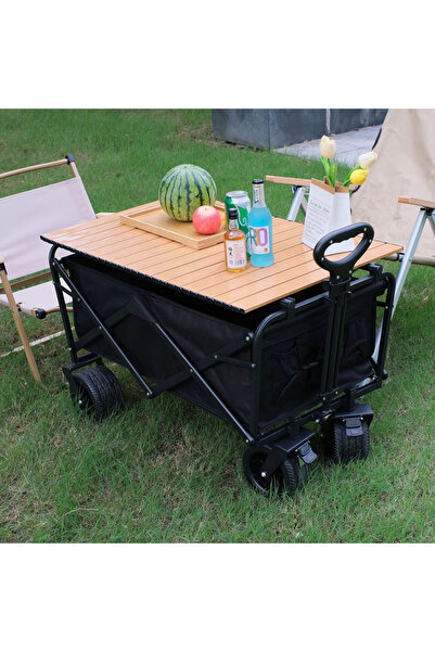 ZAICA عربة تخييم قابلة للطي مع طاولة (أسود)