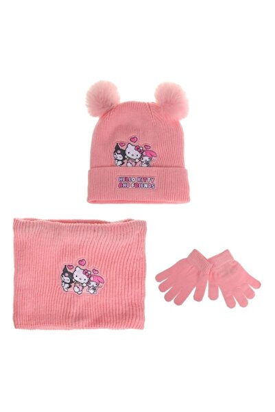 OEM Pink Hello Kitty hat, snood and gloves set for 6-year-old children
