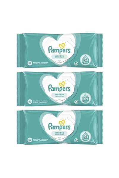 Pampers Sensitive Wet Wipes Set, 3 Packs x 52 Wipes