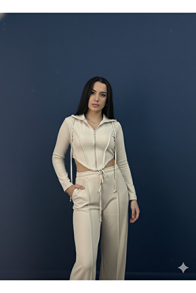 mooishan طقم بدلة رياضية موديل بغطاء رأس كروب موديل قماش قابل للتمدد مكون من ...