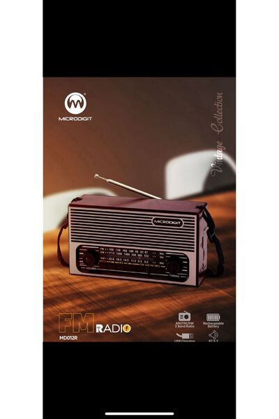 Microdigit راديو كلاسيكي محمول - يدعم 3 موجات AM/FM/SW - بطارية قابلة للشحن ومنفذ USB (Microdigit