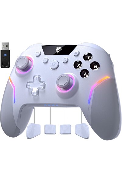 EasySMX X20 Wireless Gaming Controller with RGB Backlit, 2-Stage Hall Effect ...