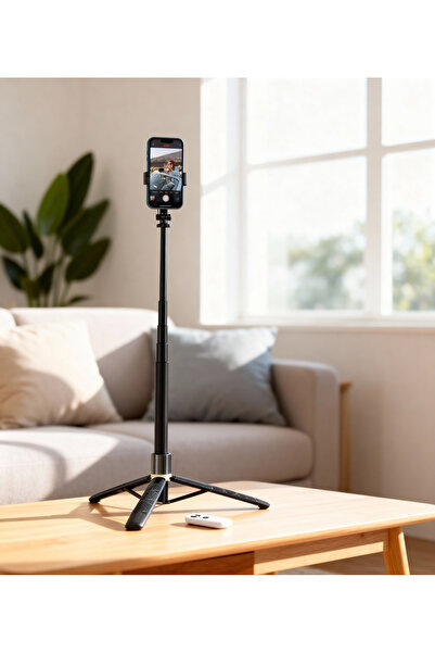 VOOKA Uzaktan Kumandalı 156 Cm Alüminyum Tripod Ve Selfie Çubuğu Telefon, Kamera, Işık Ve Gopro Uyumlu