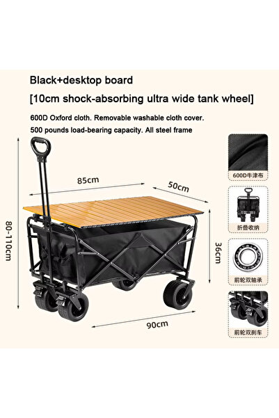 ZAICA Collapsible Folding Camping Wagon WIth Table (AF-Black)