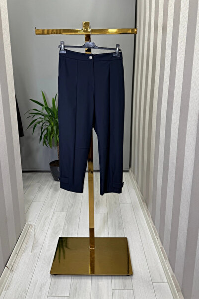 Sentez بنطلون نيرفانا مع شارة على الكتف باللون الأزرق الداكن 5609