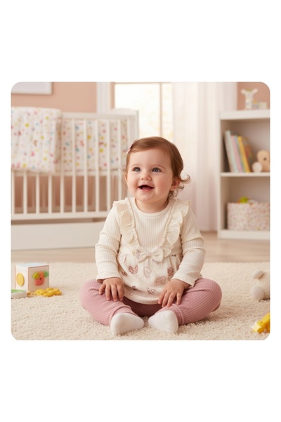 nazarbebe Heart Patterned 2-Piece Baby Set 3-6-9-12 Months
