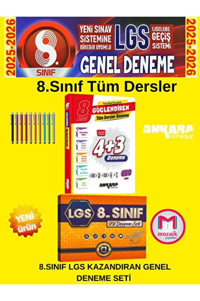 Ankara Yayıncılık Ankara Güçlendiren 8.Sınıf 4+3 Genel Deneme+Mozaik 8.Sınıf ...