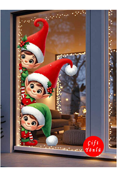 aiki Şeffaf Çift Yön, Sevimli Elfler , Cam, Duvar sticker, Elfler 50 x 103 cm