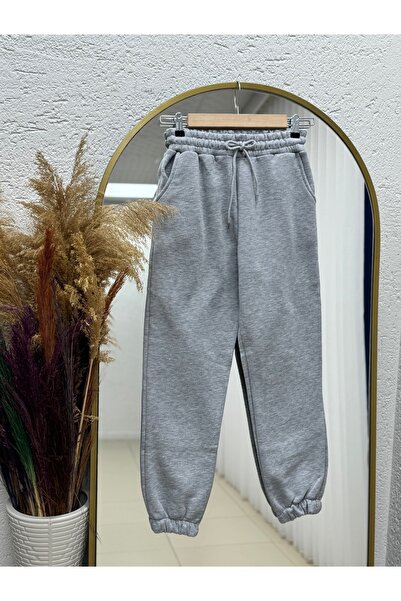 MİHRA STORE Φούτερ Celeva με ελαστικό πόδι με τρία κορδόνια-Zİ3070 Γκρι