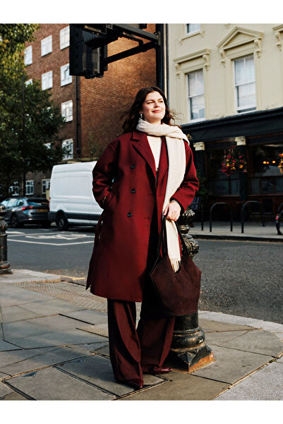LC Waikiki Lcw Vision Double-Breasted Collar Women's Cashmere Coat
