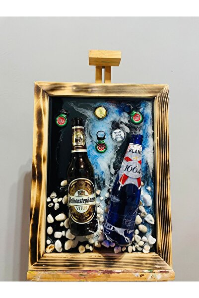 ArtisticDesigns EPOKSİ TABLO (BLANCE-WEİHENSTEPHANER) KIRIK ŞİŞE SANATI