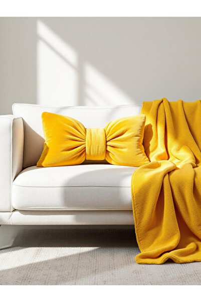 JACA بطانية تلفزيون من الصوف الناعم مع وسادة مزينة بفيونكة