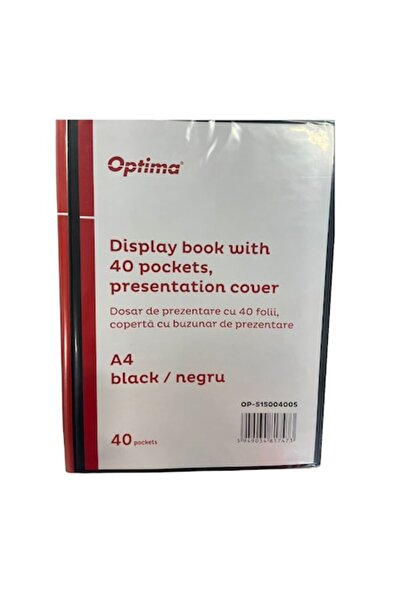 Optima Customizable Presentation Folder, A4, 40 Sleeves, Hard Cover, - Black