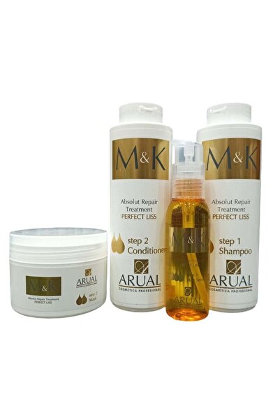 M AND K شامبو 400 مل + بلسم 400 مل + ماسك 250 مل + سيروم 100 مل للشعر التالف ...