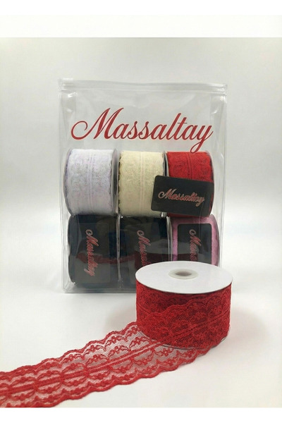 Massaltay شريط دانتيل غيبور مزدوج الطبقات بطول 25 متر، العرض: 5 سم – شريط واحد