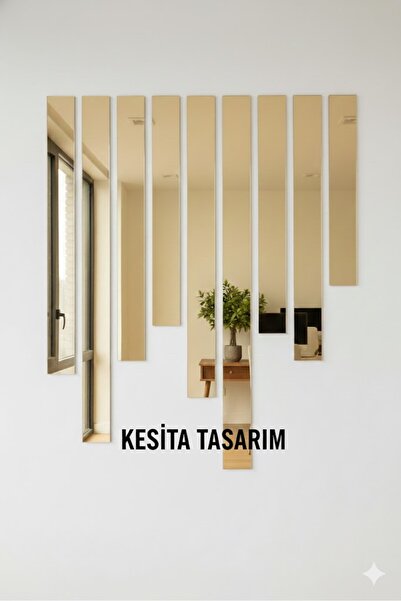 kesita TASARIM (5 ADET 2.5×100 cm) 1 mm Yapışkanlı Dekoratif Şerit Gold Ayna ...
