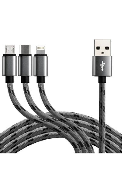 everActive Cablu de date 3 în 1 USB la USB-C/Lightning/Micro USB, 1,2 m, gri