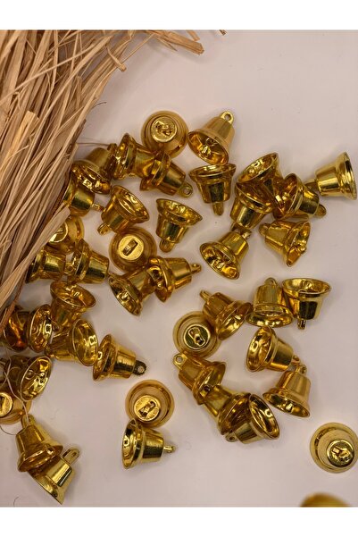 betüşce 100 adet 2,5 cm Altın Renkli Metal Jingle Bells Düz Çan Zil Yılbaşı p...