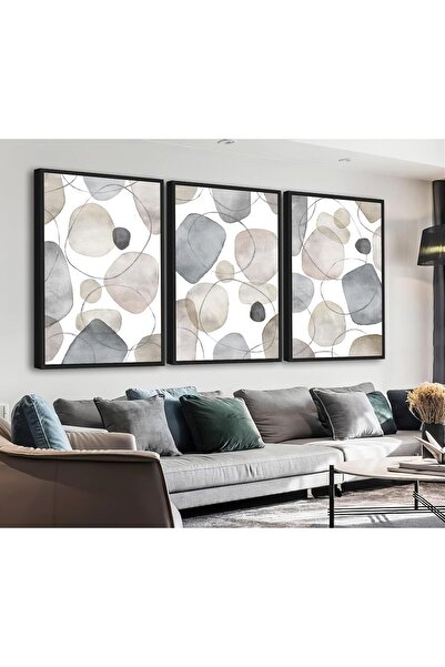 ALAYRA International مجموعة من 3 لوحات فنية تجريدية بسيطة على قماش، مقاس 40 ×...