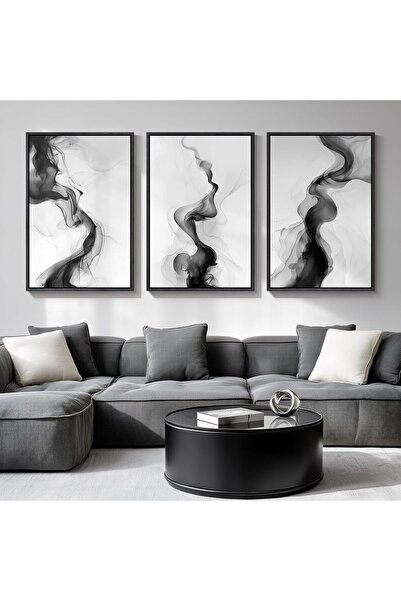 ALAYRA International مجموعة من 3 لوحات فنية تجريدية بسيطة على قماش، مقاس 30×4...