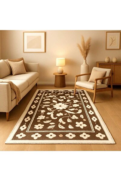 OEM Woven cotton rug, size 80 x 200 cm, cappuccino and white, code CB97