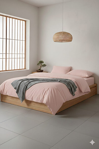 Alpateks Home Powder Pink Solid Color Double Size 100% Cotton Duvet Cover Set...