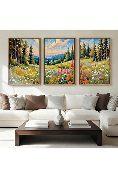 ALAYRA International مجموعة من 3 لوحات فنية تجريدية بسيطة على قماش، مقاس 40 ×...