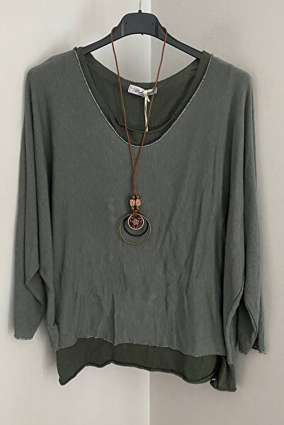 AYASOFYA OTANTIK Women's Italian Khaki Color Plain Pattern Collared Cotton Combed Sleeveless Innerwear Knitwear Blouse 2-Piece Set