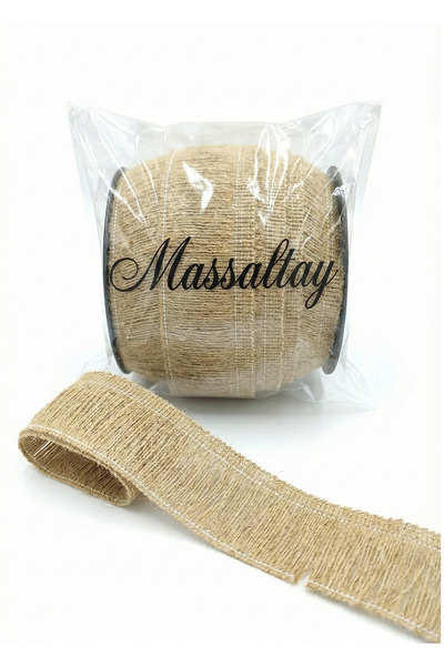 Massaltay Jüt Saçak Kurdele 5 cm En – 3 Metre Doğal Jüt Şerit, Dekoratif Süsl...