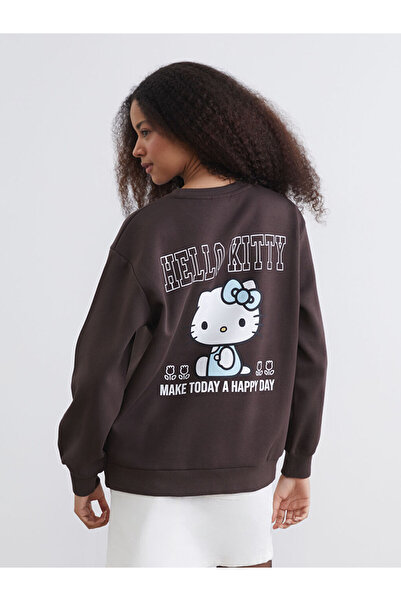 LC Waikiki Brown Hello Kitty Printed Women's Thick Sweatshirt