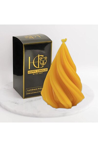 Happy Candles Beeswax candle, Spiral Fir L