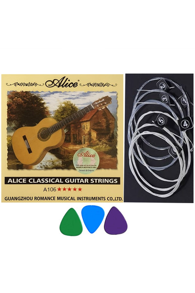FRANSUA Alice Normal Tension Klasik Gitar Tel Seti ve 3 Adet Pena ( Orjinal Ü...