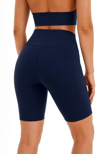Vitra World Biker Shorts Women With Pockets 8" High Waisted Workout Spandex Tummy Control Gym Running Yoga