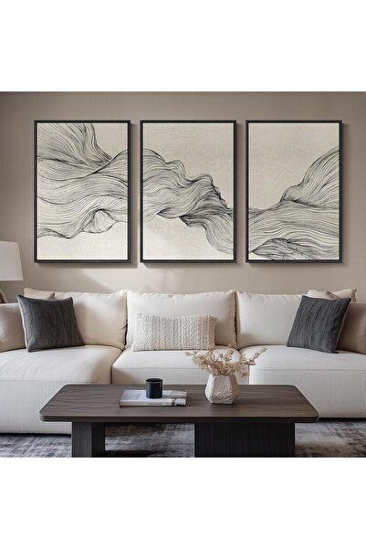 ALAYRA International مجموعة من 3 لوحات فنية تجريدية بسيطة على قماش، مقاس 40 ×...