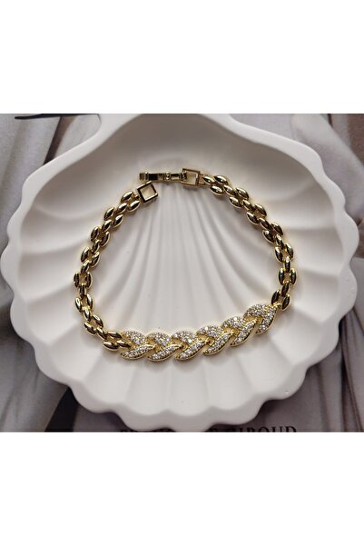 XUPING JEWELRY Zirkon Taşlı Altın Kaplama Bileklik (17cm)