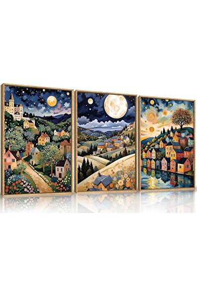 ALAYRA International مجموعة من 3 لوحات فنية تجريدية بسيطة على قماش، مقاس 30×4...