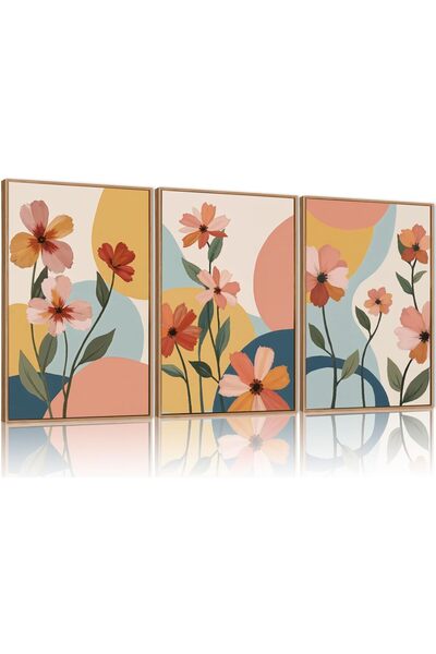 ALAYRA International مجموعة من 3 لوحات فنية تجريدية بسيطة على قماش، مقاس 40 ×...