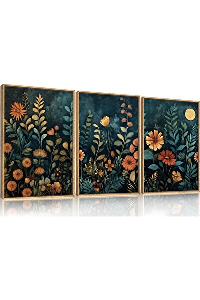 ALAYRA International مجموعة من 3 لوحات فنية تجريدية بسيطة على قماش، مقاس 40 ×...