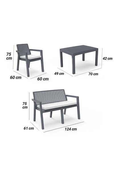 nar sokağı Prestij Oturma Grubu 4 Kişilik 2+1+1 Bahçe Balkon Masa Takımı